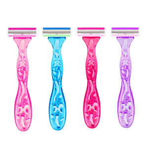 PearlMax New Dual Color Triple Blade Women Body Razor Disposable Shaving Razor Safety Face Shaving Pink Plastic Razor for Lady