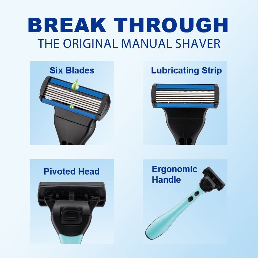 PearlMax Razor Rubber Handle Manufacturer Safety Shaving Razor 6 Blade Disposable Razor for Men