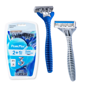 PearlMax Wholesale Disposable Shaving Razor Factory Three Blades Fixed Head Disposable Face Razor Custom Razors