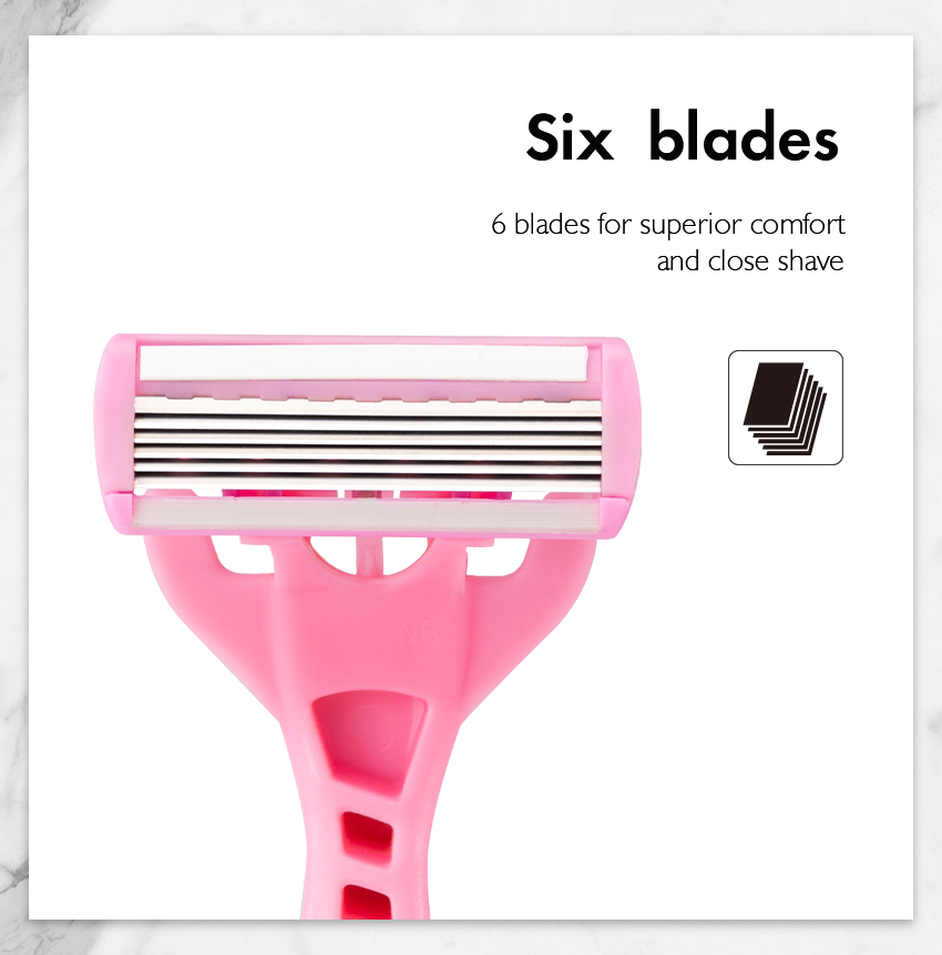 PearlMax New Selling Six Blades Shaving Razor Different Types Classic Safety Razor with Lubricating Strip Women 6 Blades Razor
