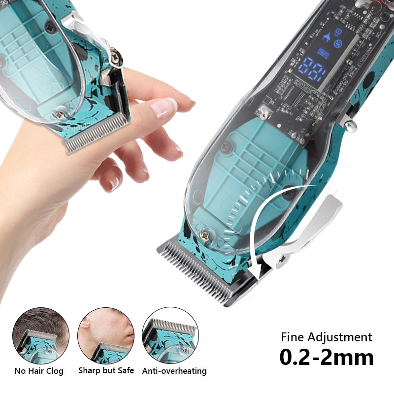 PearlMax Custom Barber Digital Hair Cutting Scissors Transparent Hair Trimmer Clipper with LCD Display