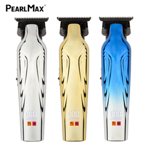 PearlMax Custom Logo USB Cordless Electric Hair Cutter Carved Metal Salon Use Digital Hair Clippers