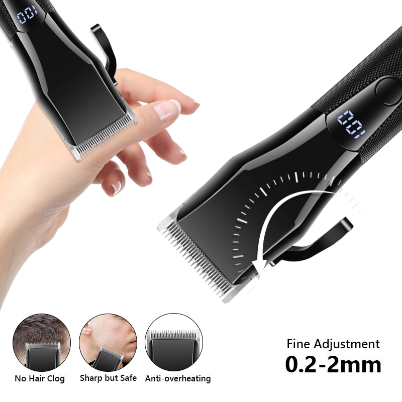 PearlMax Custom Adjustable Lever Digital Hair Clippers LCD Display Barber Salon Cordless Hair Trimmer