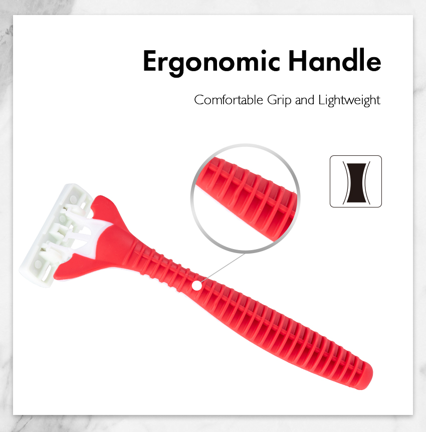 PearlMax Wholesale High Quality Triple Blade Disposable Three Blades Shaver/Factory Shaver Razor for Lady Rubble Handle Razor