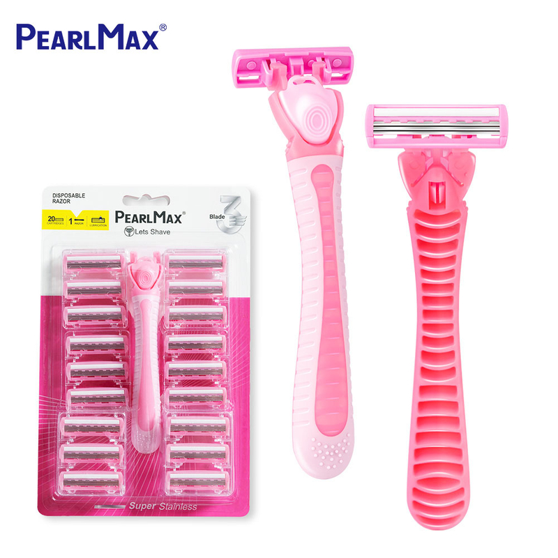 Pearlmax Women Razor Set Custom Stainless Steel Triple Blade System Barber Products Safety Razor for Lady Face Razors