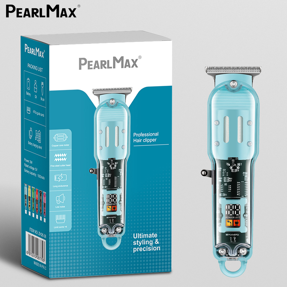 Pearlmax Custom Logo T-blade Cordless Hair Trimmer Salon Use Digital Electric Hair Clipper for Men