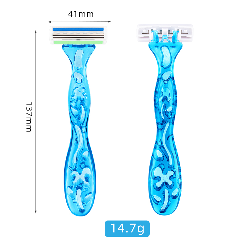 PearlMax New Dual Color Triple Blade Women Body Razor Disposable Shaving Razor Safety Face Shaving Pink Plastic Razor for Lady