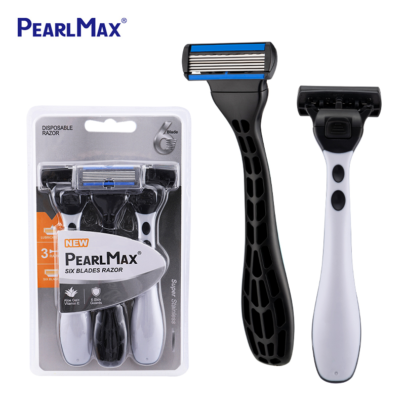 PearlMax Razor Rubber Handle Manufacturer Safety Shaving Razor 6 Blade Disposable Man Razor