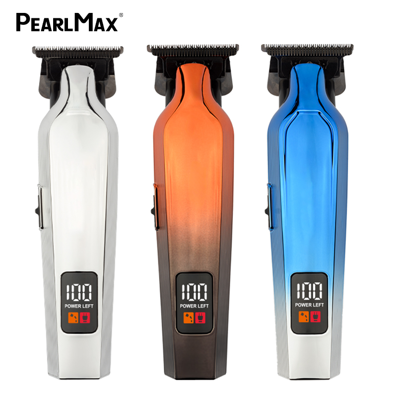 PearlMax Custom Logo USB Cordless Electric Hair Cutter Salon Use Digital Metal Hair Clippers