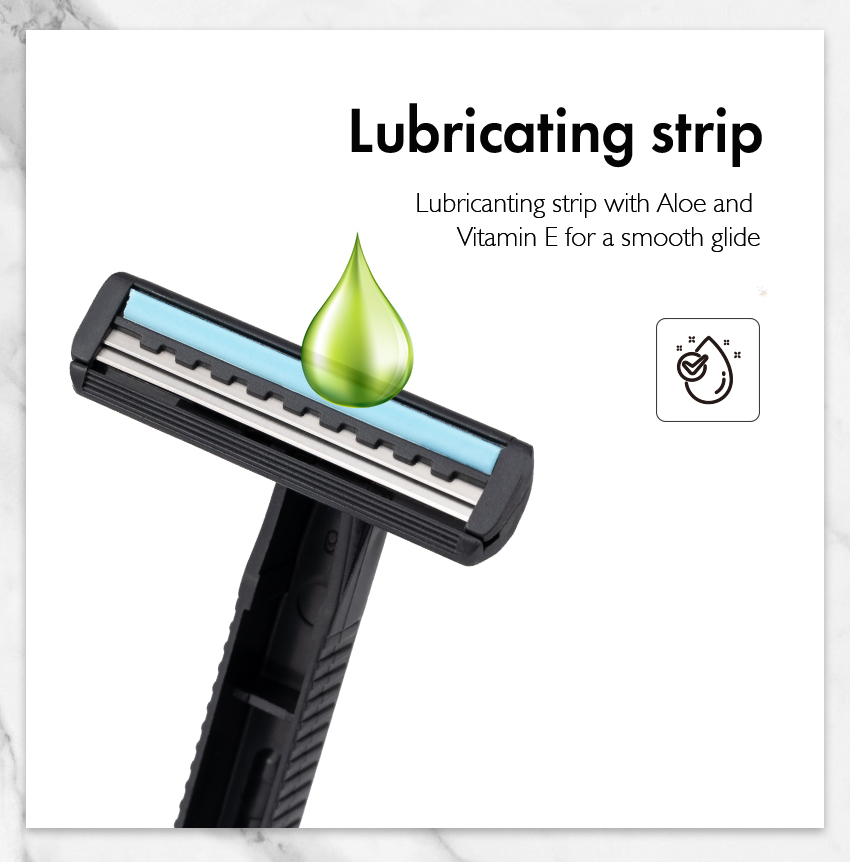 Pearlmax Triple Blade Disposable Razors Portable Men Lubricant Strip Razor Blister Card 6 Blade Disposable Razor for Hotel