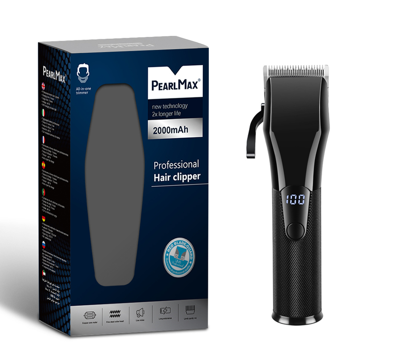 PearlMax Custom Adjustable Lever Digital Hair Clippers LCD Display Barber Salon Cordless Hair Trimmer